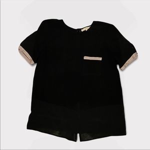 RW&CO | Sheer Black Button Back Blouse